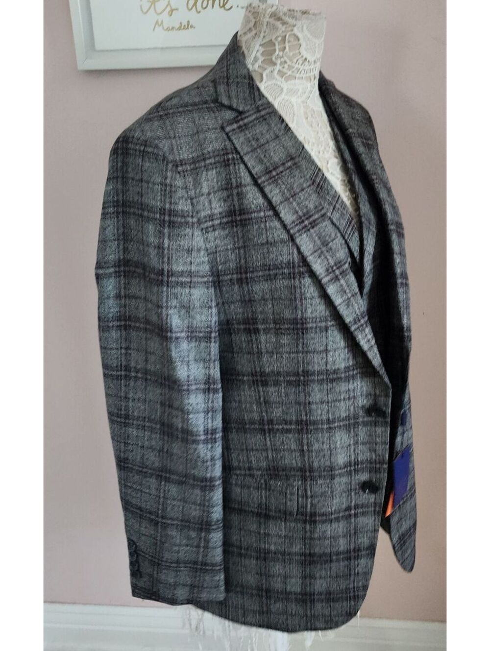 NWT Giorgio Fiorelli Men’s Plaid Sport Coat blazer Vest Set Size 40